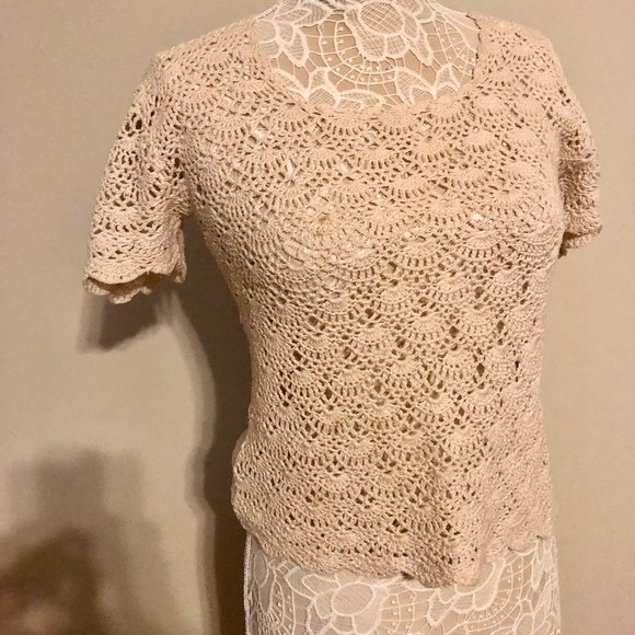 crochet cream color sweater - Picture 1 of 2